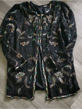 Womens Vintage 80s/90s  SilkSerenade BeadedEmbroidered Evening Cocktail Jacket M